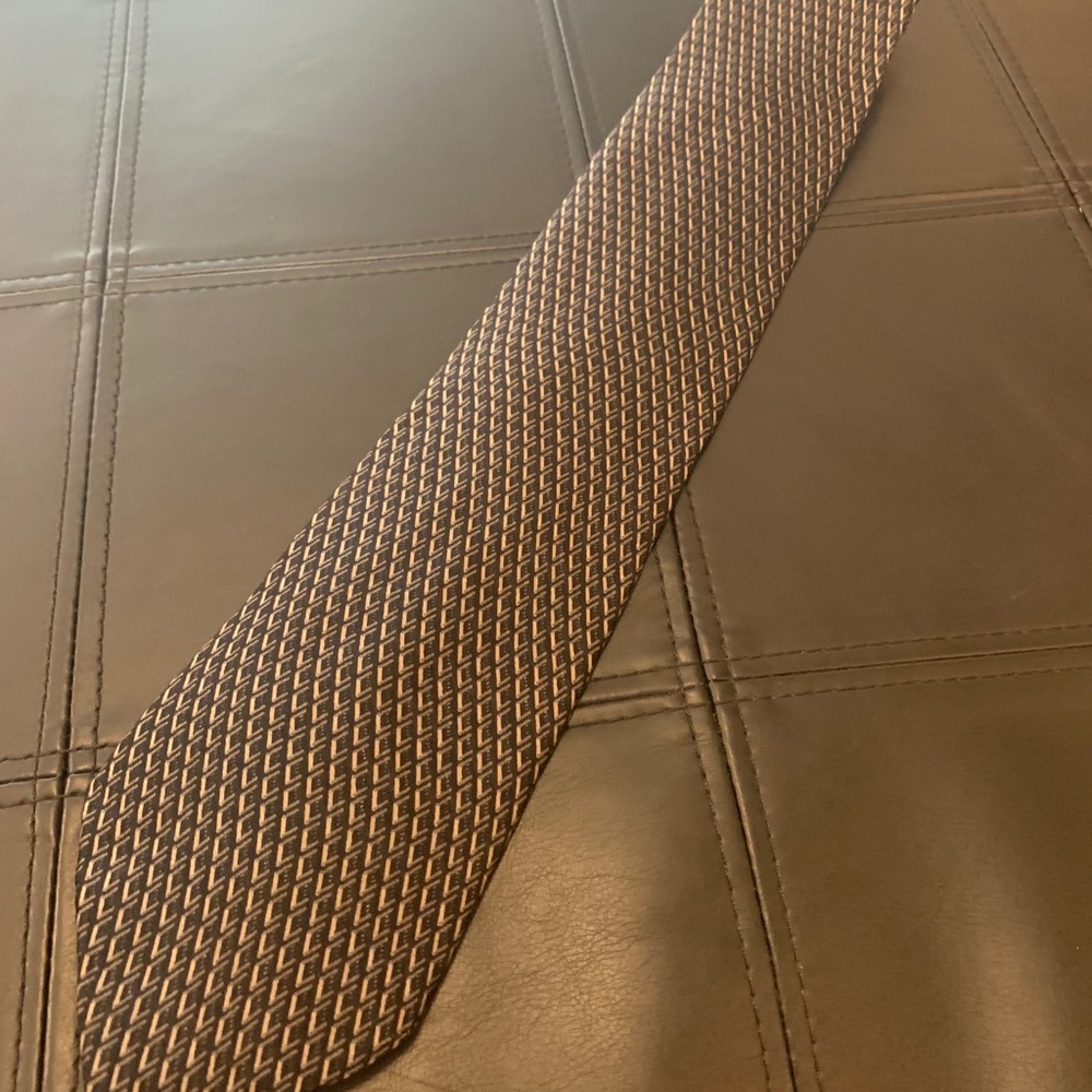 DKNY Black and Gray Diamond Silk Tie